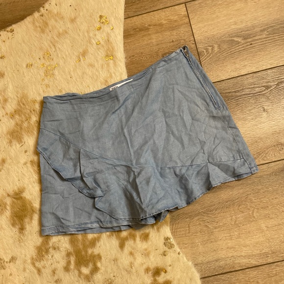 Zara Pants - Zara ruffle wrap chambray blue skort